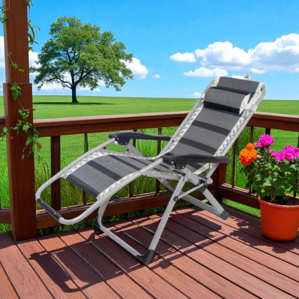 Кресло шезлонг складное усиленное туристическое CoolWalk 1806, максимальная нагрузка 160 кг.